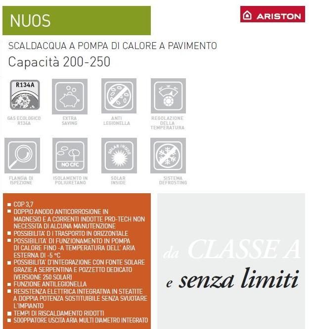 ARISTON NUOS 250 SOL = SCALDABAGNO A POMPA DI CALORE predisposto per 