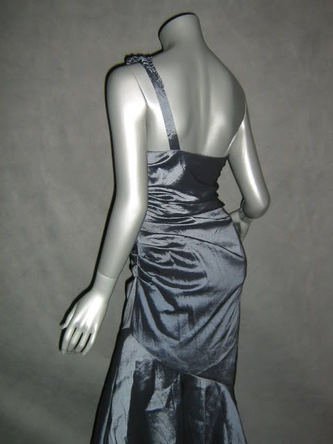 ONYX NITE Gunmetal Gray Taffeta Evening Dress NEW 10  