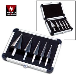 5pc HD HSS STEP UNI DRILL BIT SET METRIC NEIKO TOOLS  