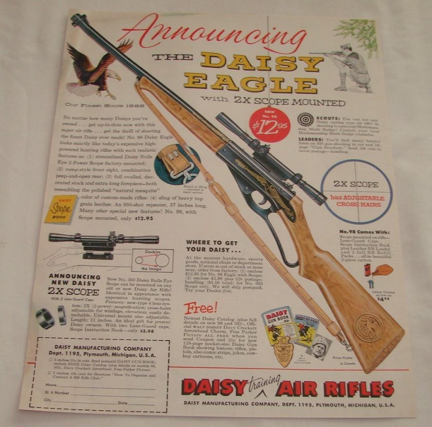 1955 Announcing The DAISY EAGLE bb gun ad page  