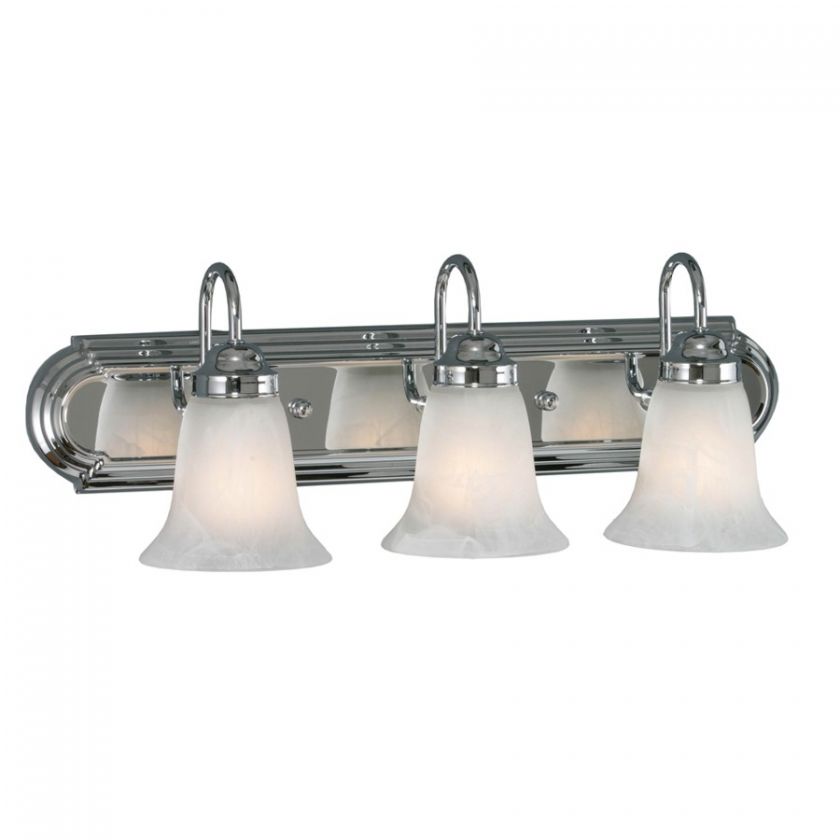 NEW 3 Light Bathroom Vanity Lighting Fixture, Chrome, Marbled Glass 