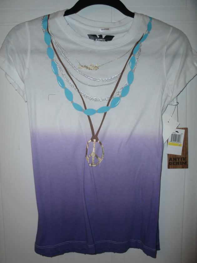 ANTIK DENIM Peace CHAIN T Shirt TOP Distressed M ~NWT  