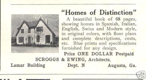 1923 ad scroggs and ewing architects augusta ga  