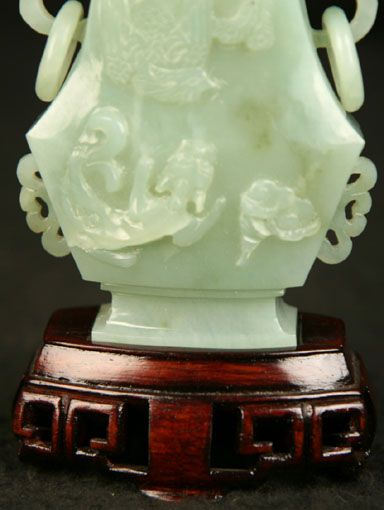 OLD CHINESE REPUBLIC PERIOD HAND CARVED DRAGON JADE JADEITE VESSEL W 