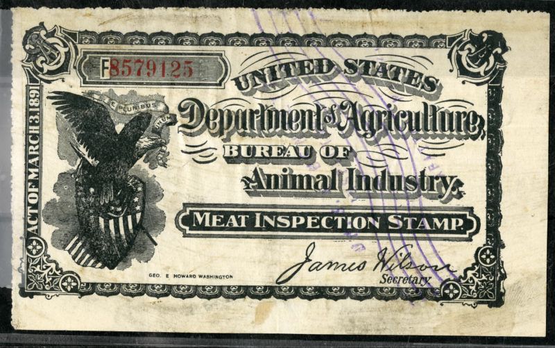 US Stamps VF 1891 Animal Industry Meat Inspection  