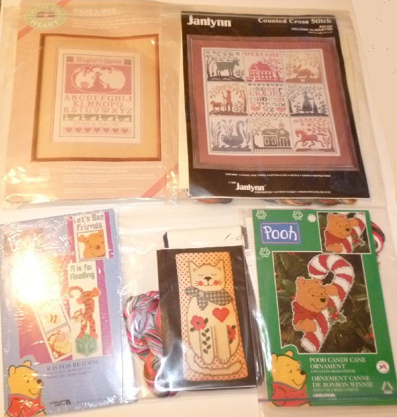   Lot of Lot of 10 Counted Cross Stitch kits & 3 X Stitch Fabric  