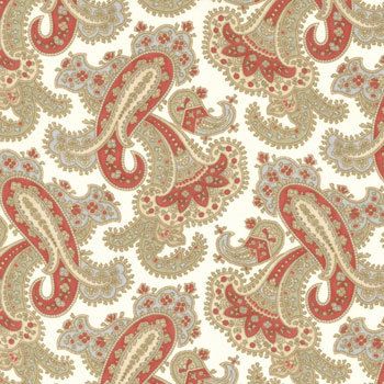 Moda Fabric   Glace   3 Sisters   Crystal White Paisley  