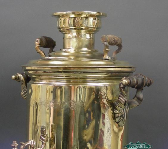 Antique Russian Brass And Wood Samovar Tula Ca 1870  