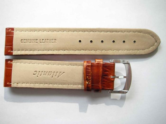 Atlantic brown alligator print leather watch band 21 mm  