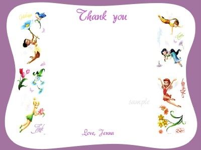 10 TINKERBELL & FAIRIES INVITATIONS OR THANK YOU CARDS  