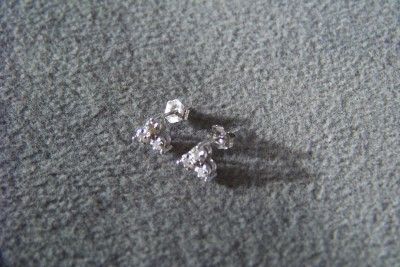 WOW 10 K WHITE GOLD TRIPLE DIAMOND STUD PIERCED EARRING  