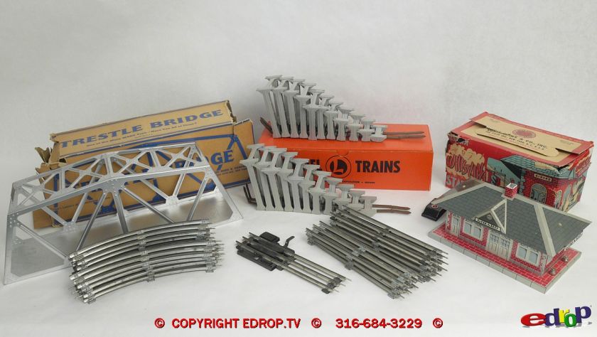 Vintage Lionel Trains 110 Trestle Set w/Marx Bridge & Whistling 