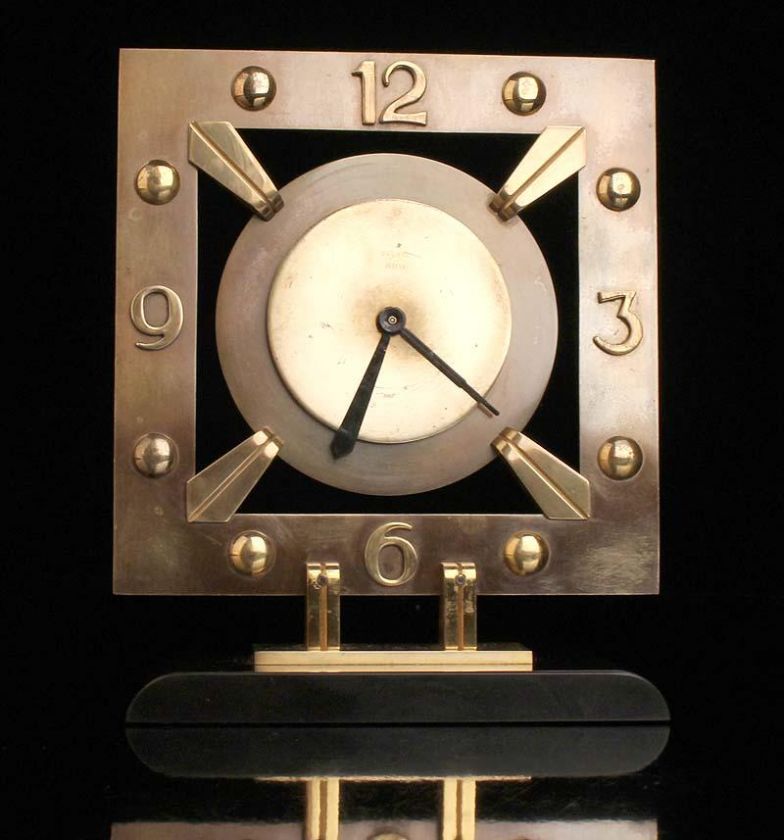 FRENCH ART DECO MACHINE AGE 8 DAYS BAYARD CLOCK BRONZE BRASS MISTERY 