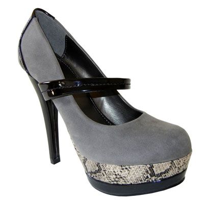 Fashionista Fab Suede Mary Jane Towering Heel Python Stocked Platform 