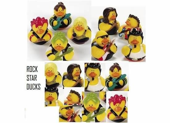 Lot of 4 ROCK STAR Music BAND DUCKS Guitar/drummer PARTY FAVOR  