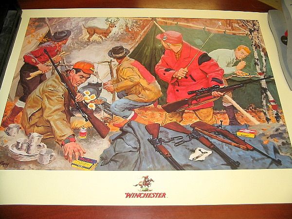 Winchester DEER CAMP SURPRISE Hunting Display Poster  