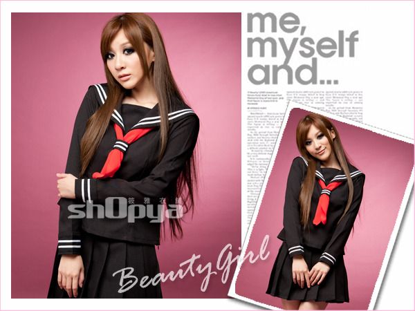 Japan Winter Black Traditional School Girl Tie Uniform  