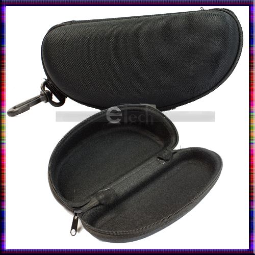 Hard Shell Canvas Sunglasses Glasses Case Black Zip  