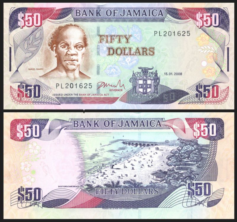Jamaica P 83 50 Dollars Year 2008 Unc. Banknote  