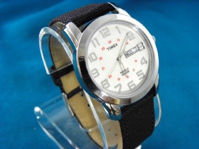 VINTAGE TIMEX MILITARY STYLE WATCH CANVAS/LEATHER BAND  