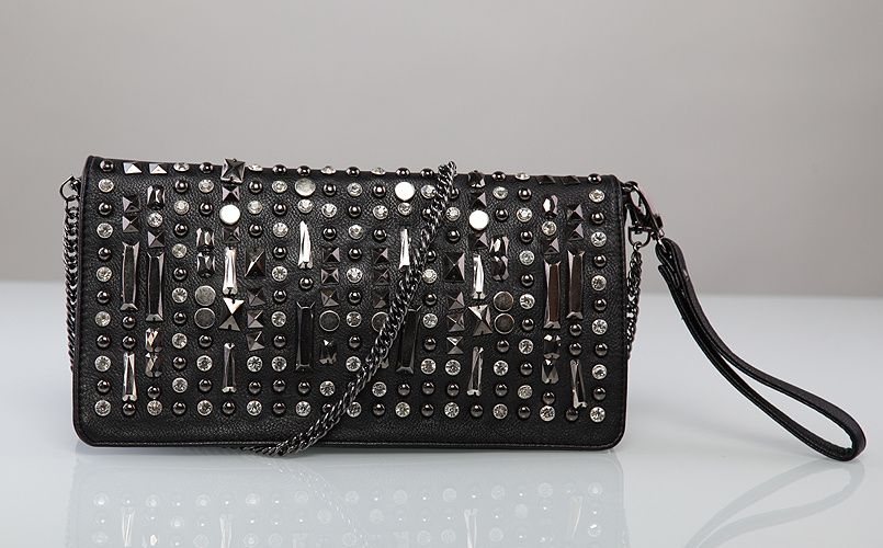 Crystal Stud Convertible WRISTLET Clutch Evening Shoulder Cross Bag 