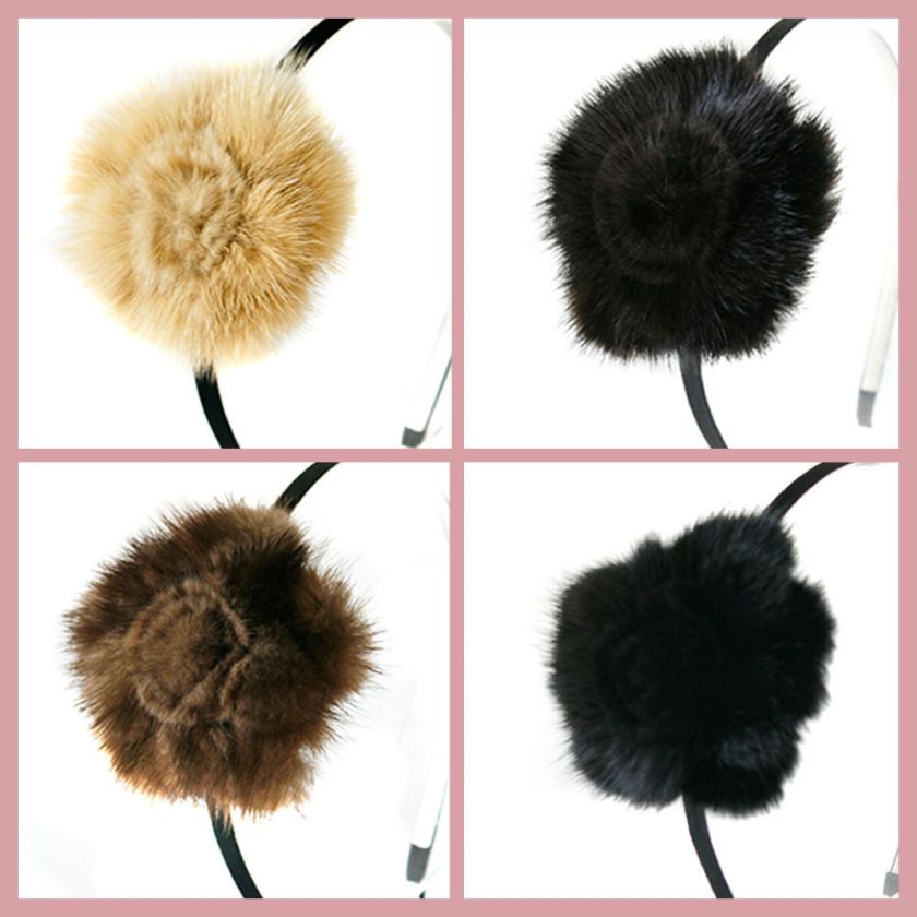 Celebrity Genuine Beautiful Mink Fur Flower Headband  