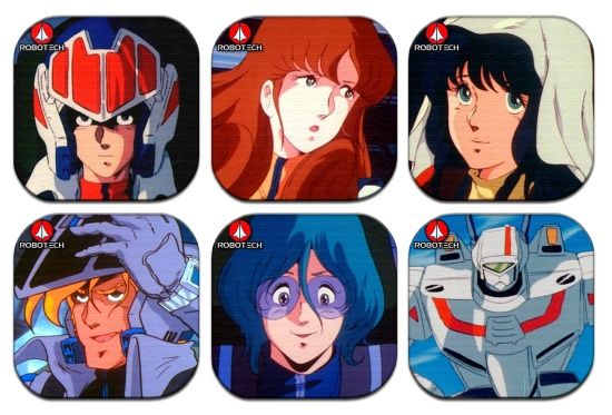 Set Robotech Coasters Macross Rick Hunter VF 1J Beermat  