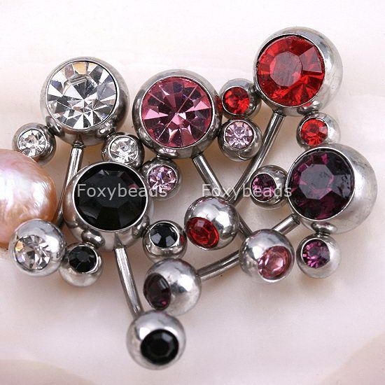 5P Bulk 16g Body Piercing Navel Belly Button Rings Bar  