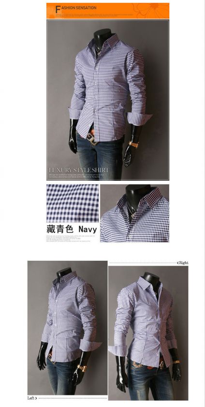 Mens Casual Slim Luxury Stylish Dress Shirt 4size 6Color FF0781,Fit 