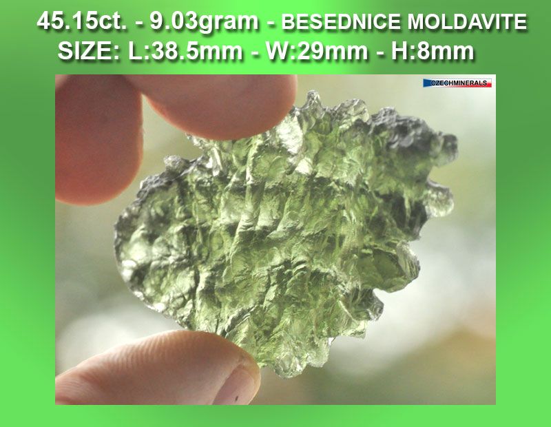 BESEDNICE MOLDAVITE HEDGEHOG RARE PIECE 45.15ct = 9.03g  