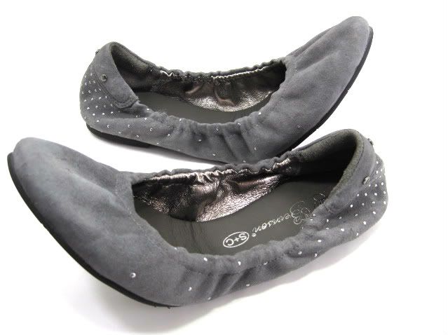 MATT BERNSON WOMENS WAVERLY CELESTE BALLET FLAT GREY SUEDE RUBBER 