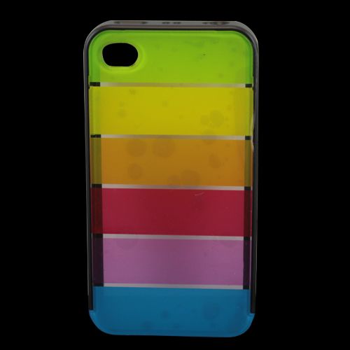 Black Rainbow Stripes Rubber TPU Case Bumper Skin Cover For iphone 4 G 