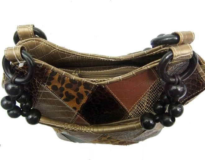 Bueno Hobo Handbag Multi Reptile Skin Pattern Beaded  