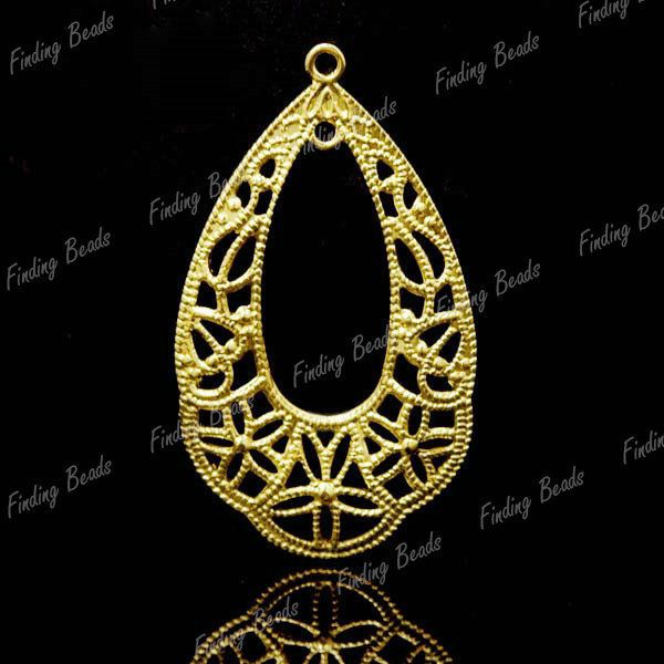 15pcs fashion Teardrop Raw brass charms Filigree MB0596  