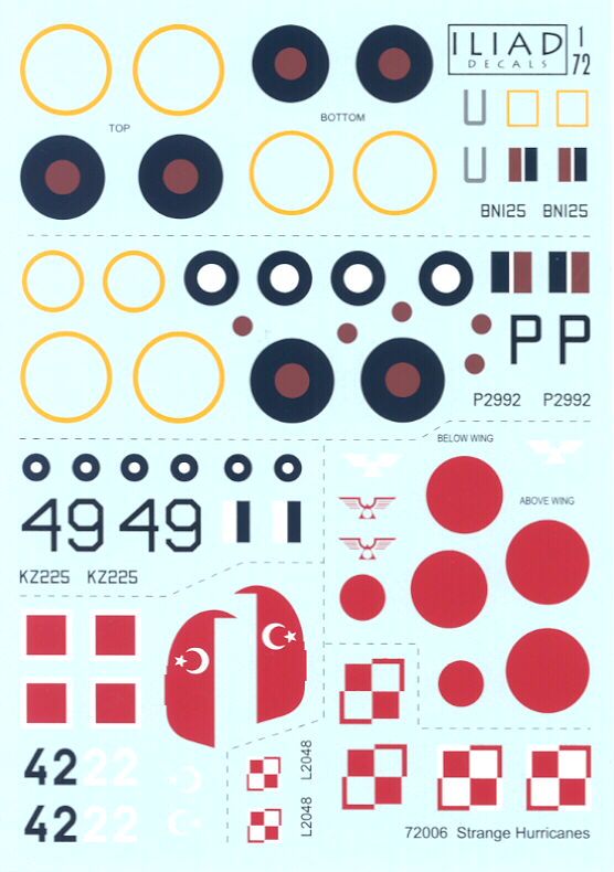 Iliad Decals 1/72 STRANGE HURRICANES British Hawker Hurricane Fighter 