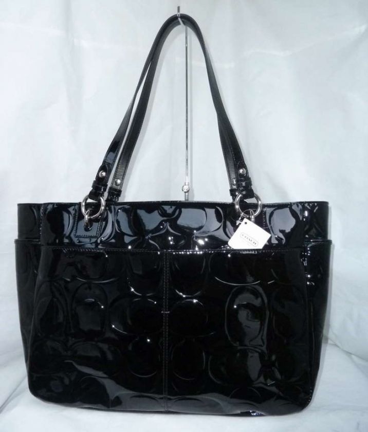 NWT COACH LARGE GALLERY EMBOSSED PATENT TOTE PURSE 17729  