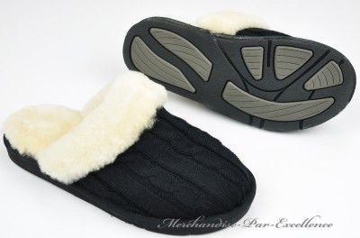   Knit Shearling Scuffs Slippers Kirkland Signature Black Size 8  