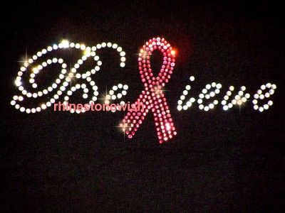 Breast Cancer Awareness Pink Ribbon Rhinestone T Shirt  