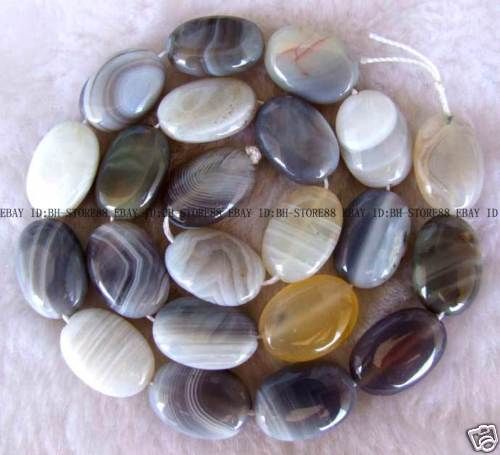 Botswana Agate Flat Oval Beads 12x17mm 15  