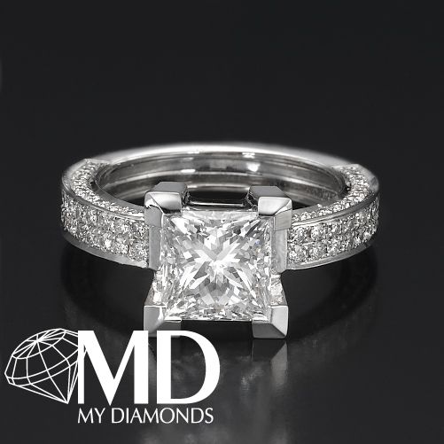 92 CARAT CERTIFIED PRINCESS CUT DIAMOND SOLITAIRE ENGAGEMENT 14K 