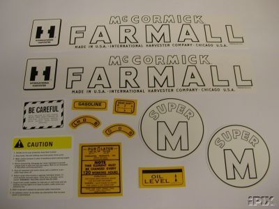 IHC Farmall International Super M Farmall Tractor Decal Set   NEW FREE 