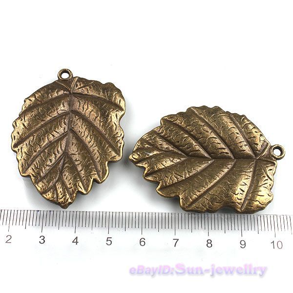 12x Antique Bronze Tree Leaf Alloy Pendants 50x36mm Charms Findings 