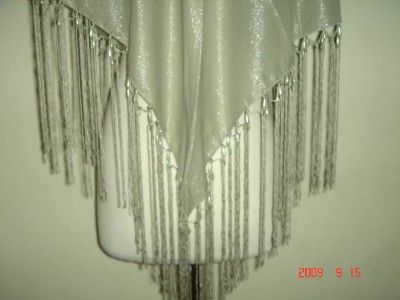 BAAR SILVER GRAY SHINY SHAWL PEARL BEADS SCARF INDIA  