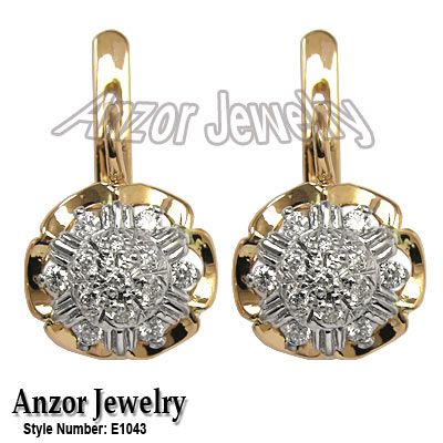 Russian Style Diamond Earrings 14K 585 Эксклюзивные 