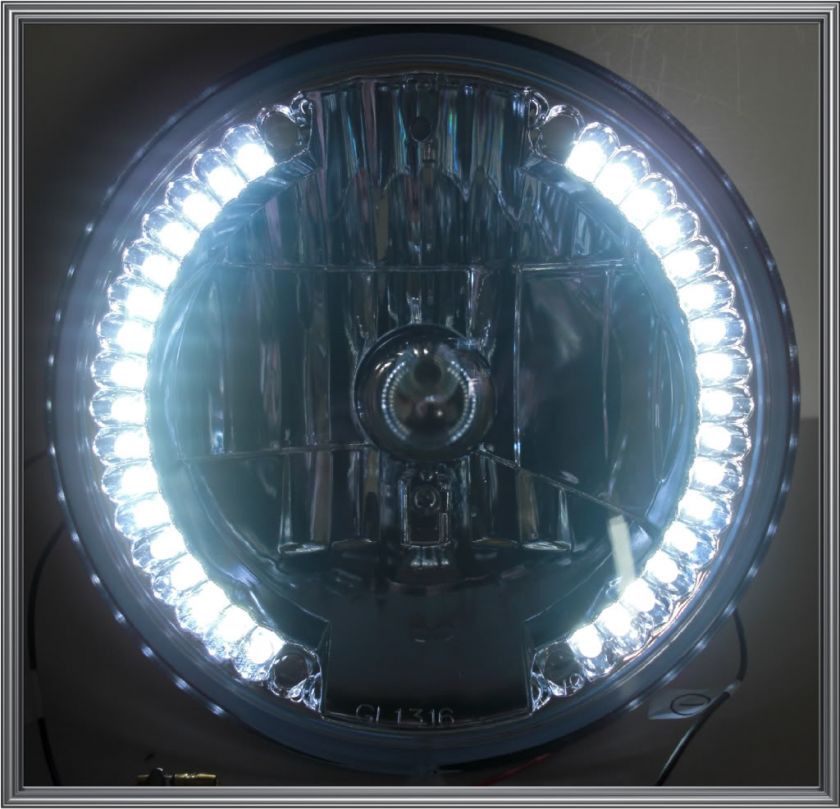   Crystal Headlight w/ LED Angel Eye Halo for Harley Roadking & Softail