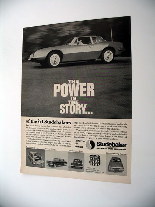 1964 Studebaker Wagonaire Cruiser Hawk Daytona print Ad  