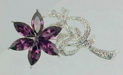 Purple Marquise Rhinestone Crystal FLOWER Brooch Pin  