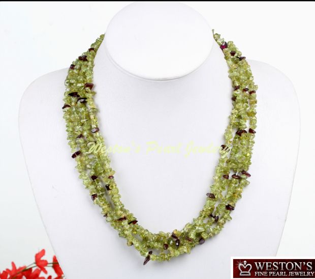 19 LONG GENUINE NATURAL GREEN PERIDOT BEAD NECKLACE  