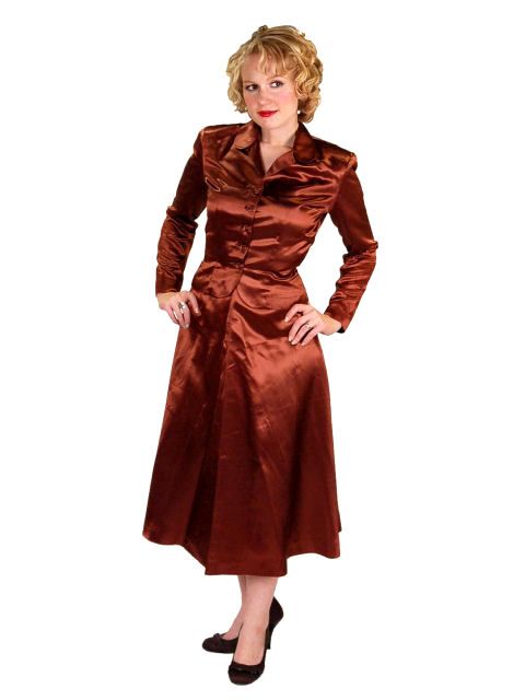 Vintage Suit Copper Satin A Line Skirt 1940S Size 6 or Small  