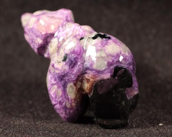 CHATOYANT PURPLE CHAROITE RUSSIAN STONE CARVED BEAR  